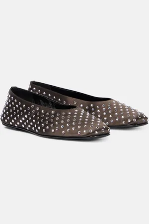 MAGDA BUTRYM Crystal-embellished satin ballet flats