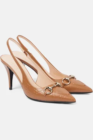 Gucci Horsebit GG leather slingback pumps
