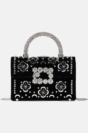 Roger Vivier Jewel Efflorescence embellished velvet tote bag