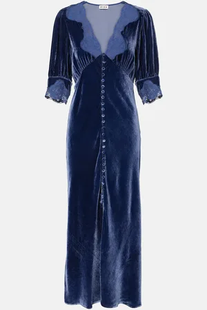 RIXO London Simone lace-trimmed velvet maxi dress