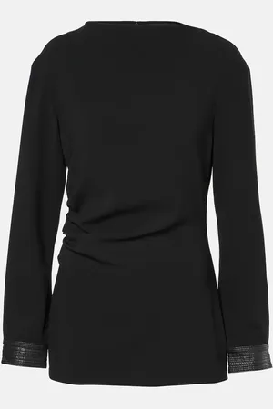 Proenza Schouler Alexis faux leather-trimmed crÃªpe top