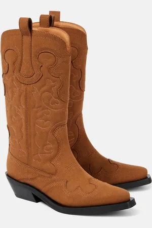 Ganni Embroidered faux leather cowboy boots