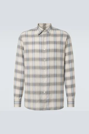 BRIONI Checked cotton and cashmere shirt