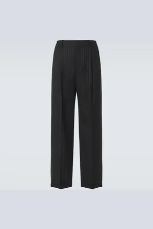Saint Laurent Pinstripe cotton-blend wide-leg pants