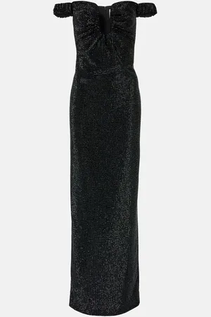 Roland Mouret Crystal-embellished off-shoulder gown