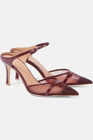MALONE SOULIERS Uma 80 leather-trimmed mesh mules