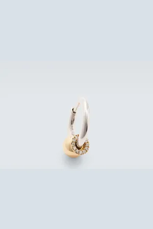 Rainbow K Piercing 14kt single earring with diamonds