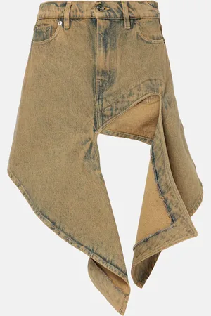 Y / PROJECT Cutout denim miniskirt