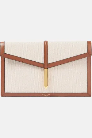 DeMellier Tokyo leather-trimmed canvas clutch