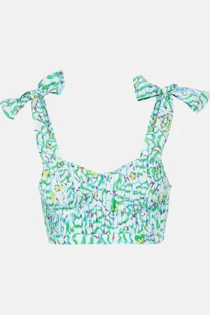 POUPETTE ST BARTH Carla printed pleated crop top