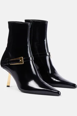 Saint Laurent Lee 75 glazed leather ankle boots