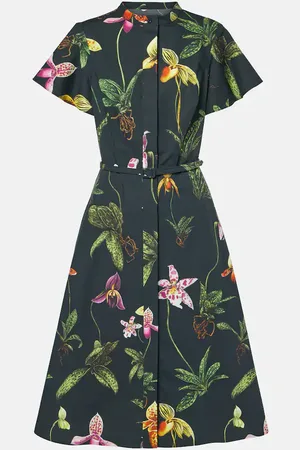 Oscar de la Renta Floral cotton-blend midi dress