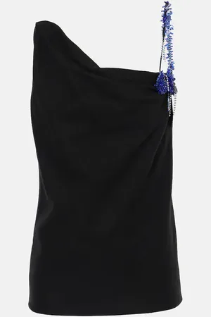 DRIES VAN NOTEN Embellished draped wool top