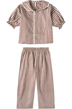Rylee + Cru Gingham ruffled pajamas