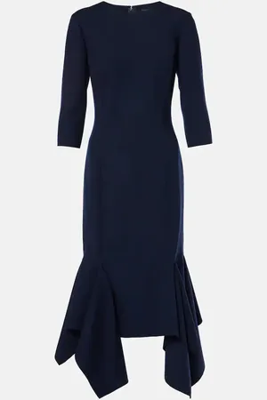 Oscar de la Renta Pleated wool-blend midi dress