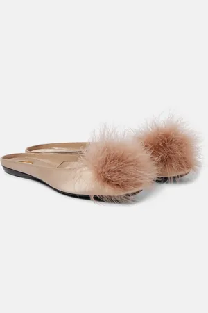 Saint Laurent Lido pompom satin crÃªpe mules