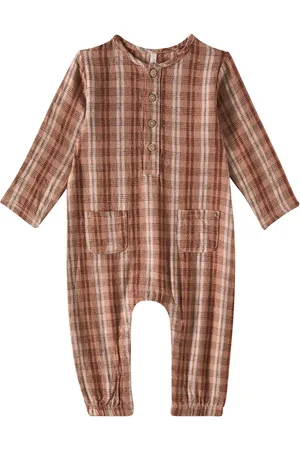 Rylee + Cru Baby plaid linen-blend jumpsuit