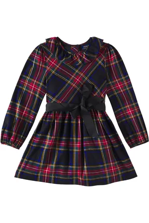 Ralph Lauren Bow-detail plaid cotton sateen dress