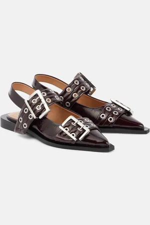 Ganni Leather slingback flats