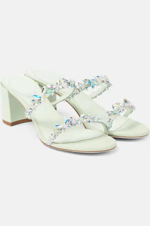 RENE CAOVILLA Embellished satin mules