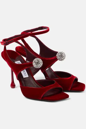Jimmy Choo Orb 95 embellished velvet sandals
