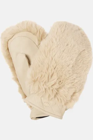 Goldbergh Hill faux fur and leather mittens