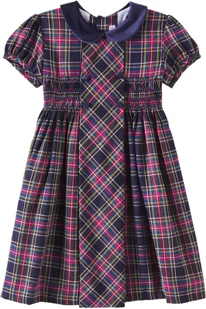 La Coqueta Arcadia shirred plaid cotton-blend dress