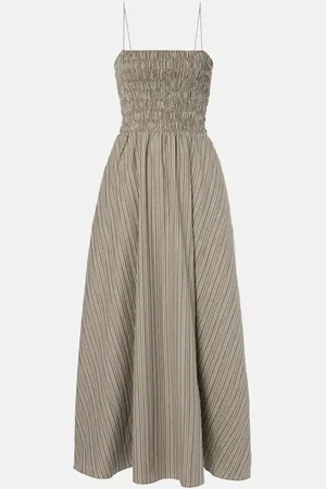 FAITHFULL THE BRAND Lida pinstripe shirred cotton maxi dress