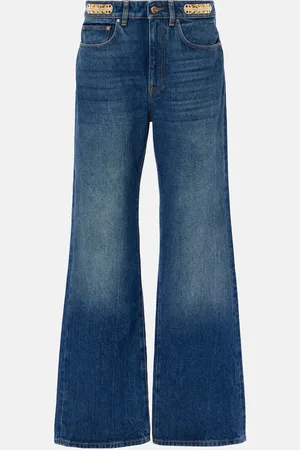 Paco rabanne Embellished mid-rise wide-leg jeans
