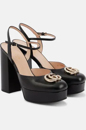 Gucci Double G embellished leather platform pumps