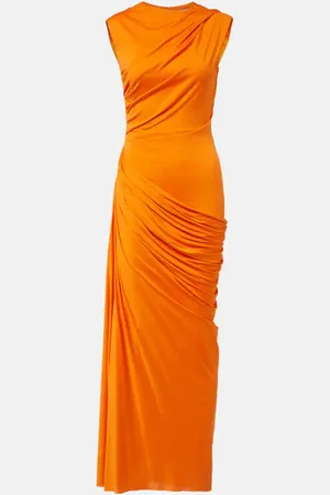 Alexander McQueen Draped silk jersey maxi dress