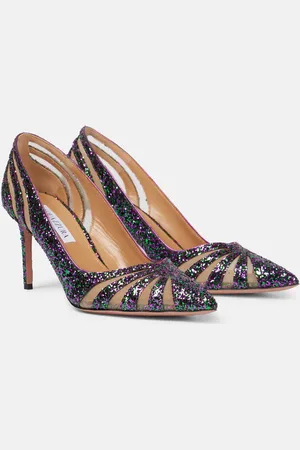 Aquazzura Spy75 glitter mesh pumps