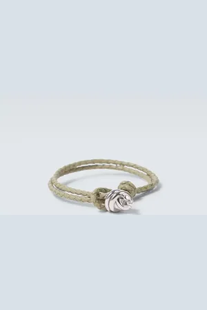 Bottega Veneta Leather-trimmed sterling bracelet