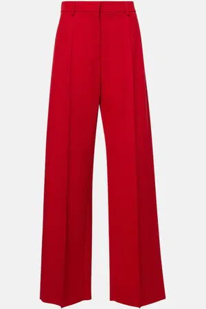 VALENTINO Virgin wool grisaille wide-leg pants