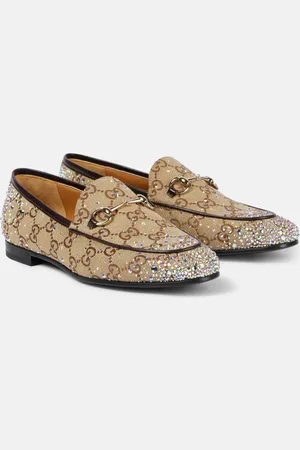 Gucci Jordaan GG Canvas embellished loafers