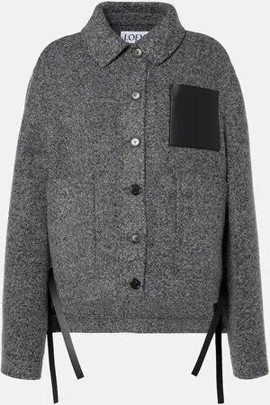 Loewe Workwear leather-trimmed wool-blend jacket