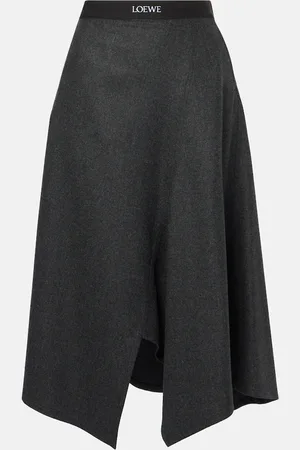 Loewe Asymmetric wool and cashmere midi skirt