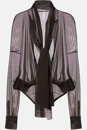 Norma Kamali Oversized mesh shirt bodysuit