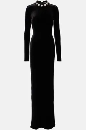 DAVID KOMA Crystal-embellished scalloped gown