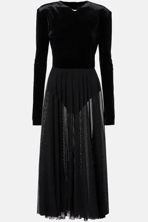 Norma Kamali Velvet and mesh midi dress