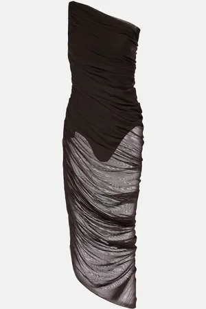 Norma Kamali Ruched mesh midi dress