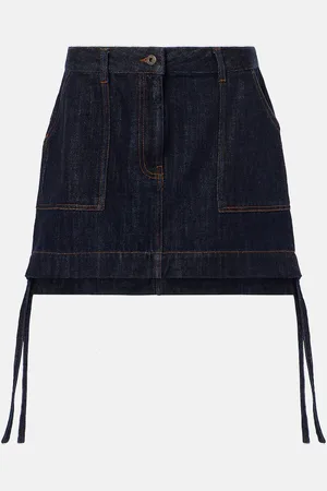 Loewe Anagram leather-trimmed denim miniskirt