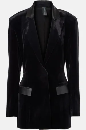 Norma Kamali Faux leather-trimmed velvet jacket