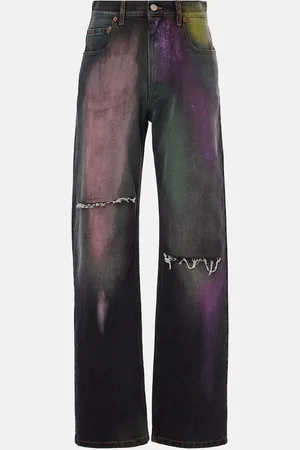 Maison Margiela Printed distressed wide-leg jeans