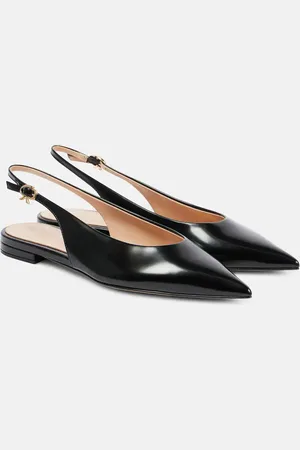 Gianvito Rossi Robbie Sling 05 leather slingback flats