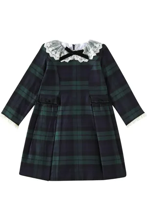 La Coqueta Diana lace-trimmed plaid cotton dress
