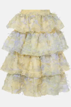 SUSAN FANG Ruffled appliquÃ© midi skirt