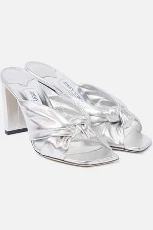 Jimmy Choo Avenue 85 metallic leather mules