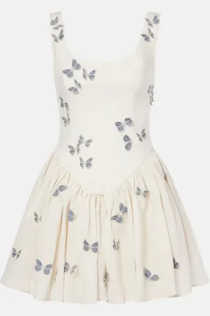 Agua by Agua Bendita Pluma Lymanopoda appliquÃ© linen corset dress