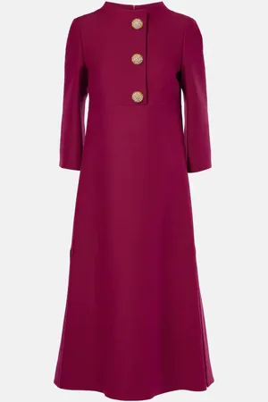 VALENTINO Embellished Crepe Couture midi dress